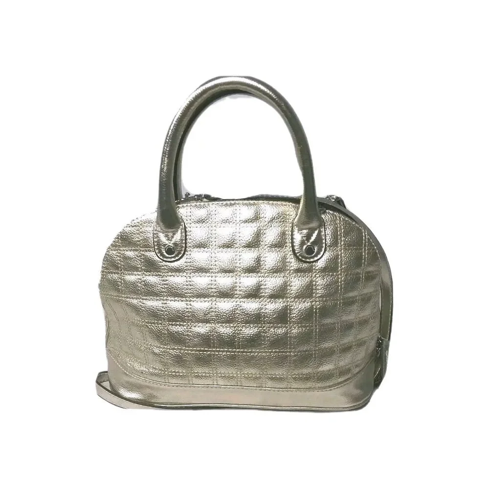 Vintage Tignanello Quilted Leather Handbag Mini Dome Gold Crossbody Bag
